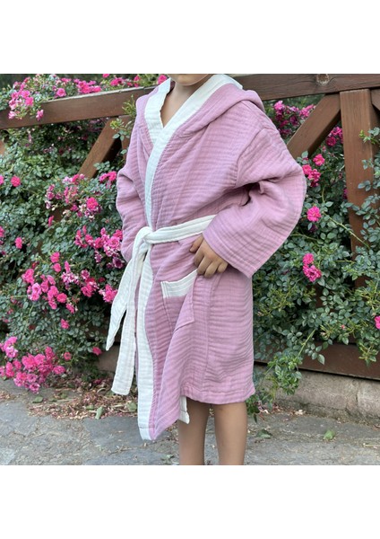 Pamuk 4 Katlı Müslin Kumaş Bebek Çocuk Bornoz