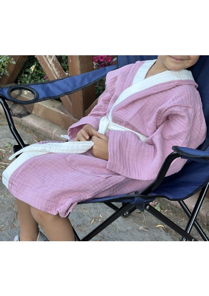 Pamuk 4 Katlı Müslin Kumaş Bebek Çocuk Bornoz