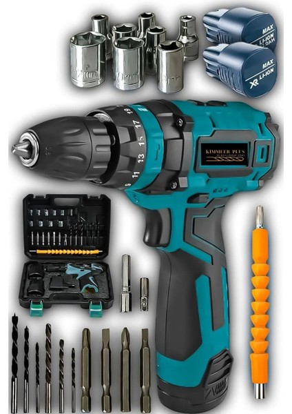 Iki Akülü Vidalama Takımı 24 Parça, Güçlü ve Hafif Şarjlı Matkap Seti