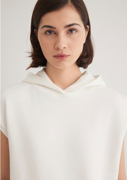 Kapüşonlu Kolsuz Ekru Sweatshirt 1S10311-70057