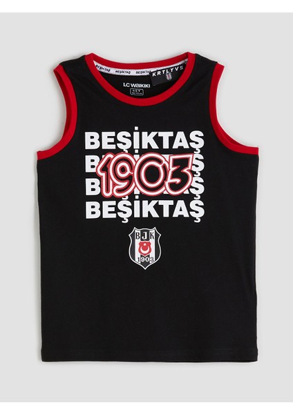 Yeni Sezon Bisiklet Yaka Besiktas Baskili Erkek Cocuk Sortlu Pijama Takimi - S5IM36Z1
