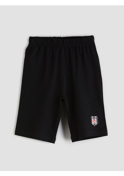 Yeni Sezon Bisiklet Yaka Besiktas Baskili Erkek Cocuk Sortlu Pijama Takimi - S5IM36Z1