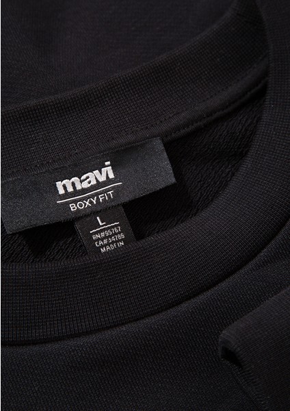 Bisiklet Yaka Siyah Basic Sweatshirt 0S10348-900