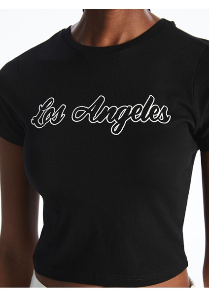 Yeni Sezon Bisiklet Yaka Los Angeles Baskili Kadin Tisort - S5OS86Z8 modelleri