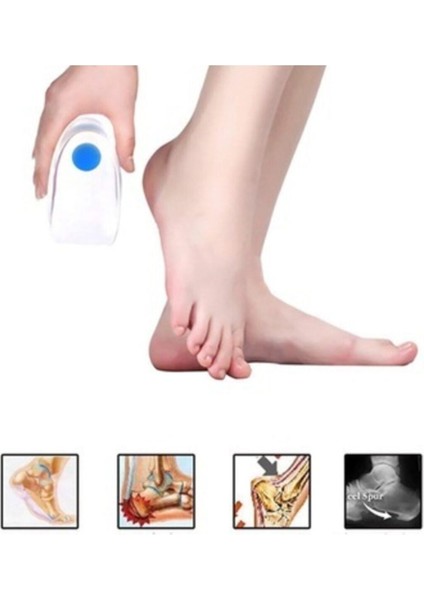 Yumuşak Silikon Topuk Yastığı, Boy Uzatıcı ve Gizli Topuk Koruyucu Jel Tabanlık
