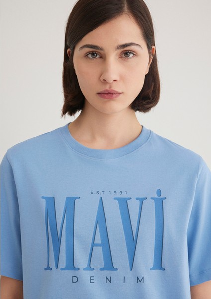 Mavi Logo Baskılı Mavi Tişört 1611990-70834
