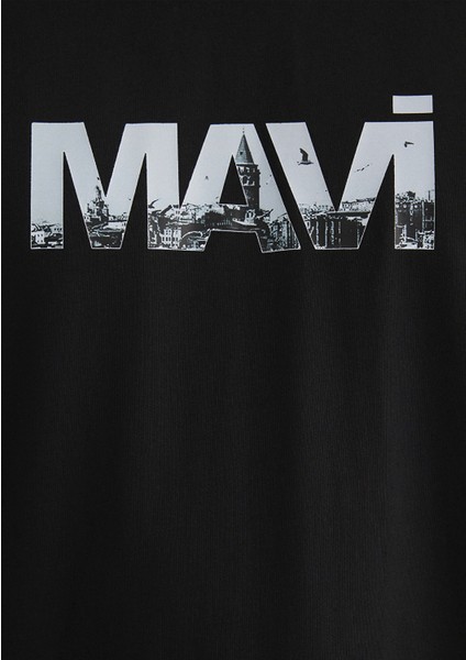 Mavi Logo Baskılı Siyah Tişört 0610948-900