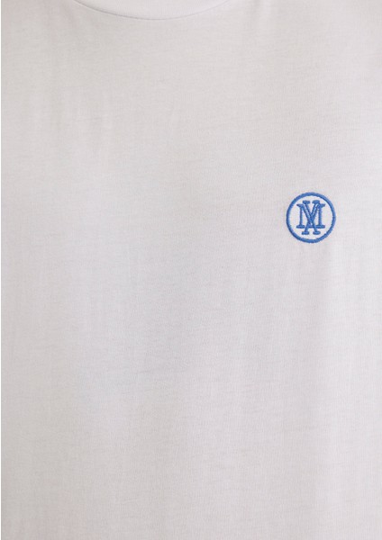 2li Mavi Mühür Logo Nakışlı Erkek Tişört 0612545-620