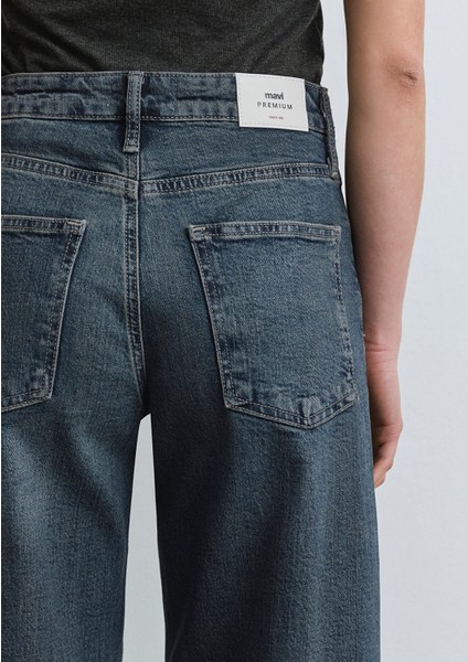 Leila Mavi Premium Gölgeli Koyu Mavi Jean Pantolon 1010600-89936