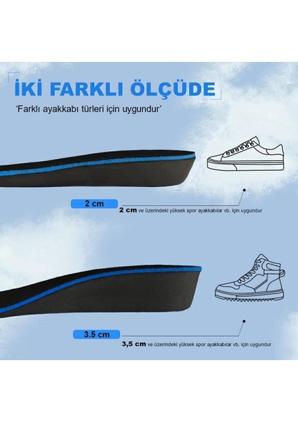 Içten Görünmez 2 cm Havalı Ayakkabı Tabanı, Rahat ve Boy Uzatıcı Konfor
