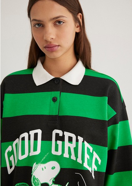 Peanuts Baskılı Siyah Sweatshirt 1S10342-89943