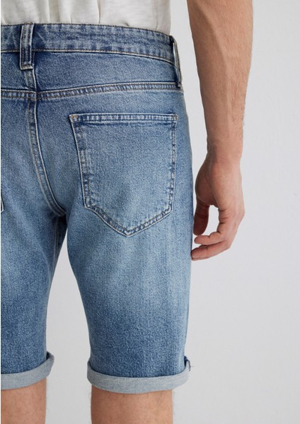 Tim Street Gölgeli Indigo Mavisi Jean Şort 0428489643