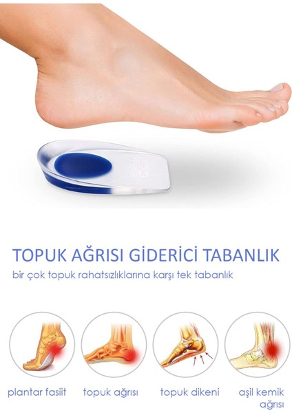 Konforlu ve Destekleyici Silikon Tabanlık, Ayak ve Topuk Sağlığını Korur, Çiftli Set