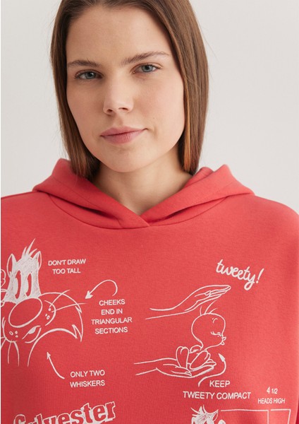 Sylvester ve Tweety Baskılı Kırmızı Sweatshirt 1S10344-71077