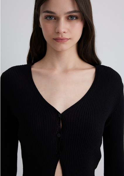 Siyah Crop Hırka 1710665-900