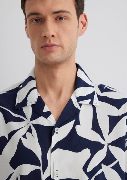 Baskılı Lacivert Gömlek 0211533-89921