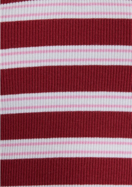 Bordo Çizgili Crop Atlet 1613086-89810