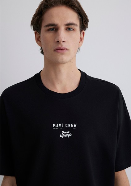 Mavi Minimal Logo Baskılı Siyah Tişört 0612709-900