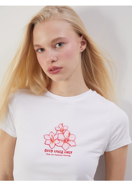 Yeni Sezon Bisiklet Yaka Baskili Crop - S5OS84Z8