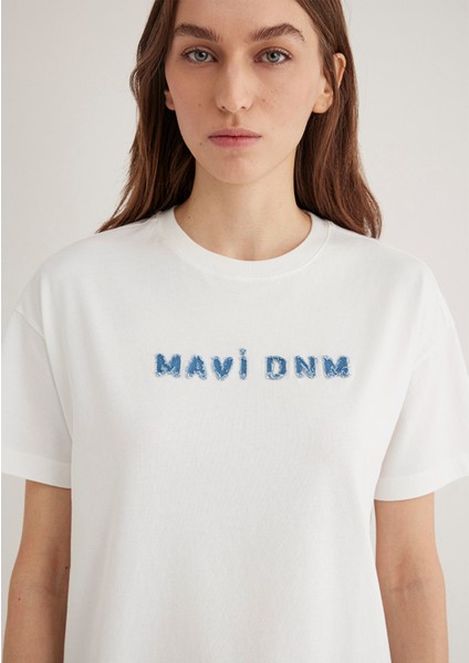 Mavi Baskılı Ekru Tişört 1613146-70057