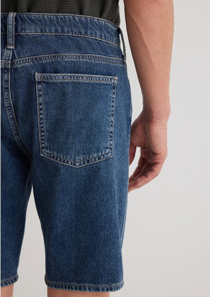 Lucas Street Gölgeli Koyu Mavi Jean Şort 0412607-89929