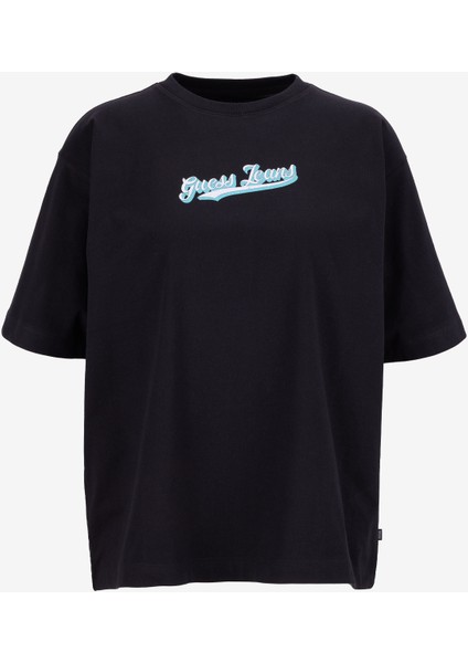 Siyah Kadın T-Shirt Gj Ss Cn Os Curved L - Organıc Cott