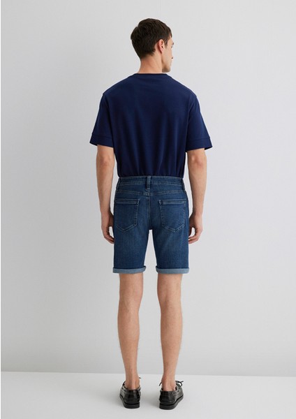 Brian Premium Blue Koyu Vintage Mavi Jean Şort 0418489817