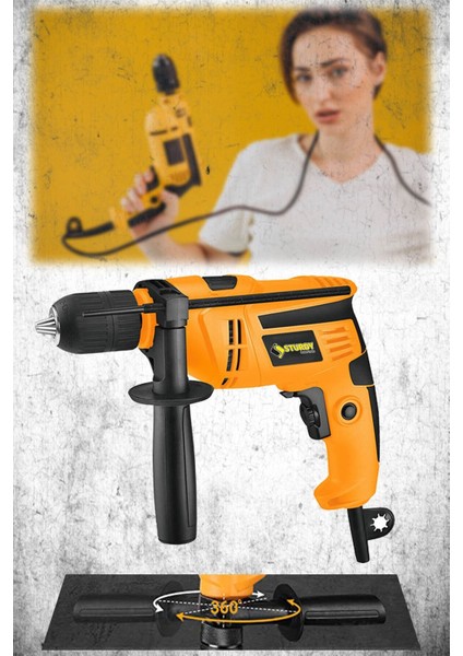 Darbeli Matkap 13 Mm, 35.000 Rpm, Devir Ayarlı, Metal Sanzıman, Hafif ve Güçlü