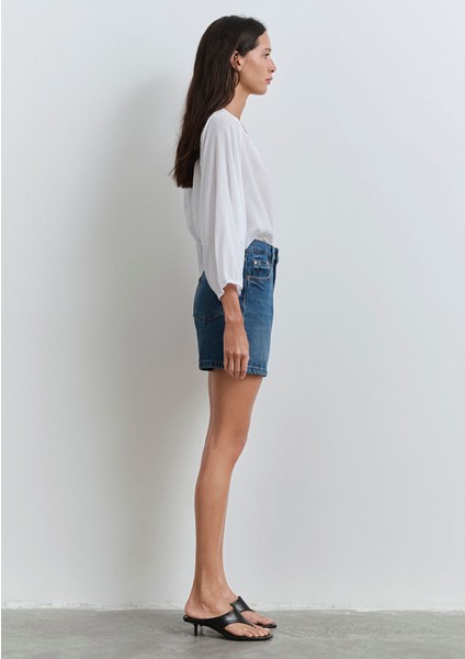 Verna 90LAR Koyu Mavi Jean Şort 1410059-89748