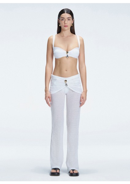 Normal Bel Standart Beyaz Kadın Pantolon Angelıque