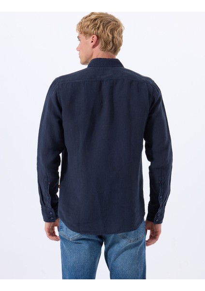 Regular Fit Gömlek Yaka Lacivert Erkek Gömlek Relegant indirimleri