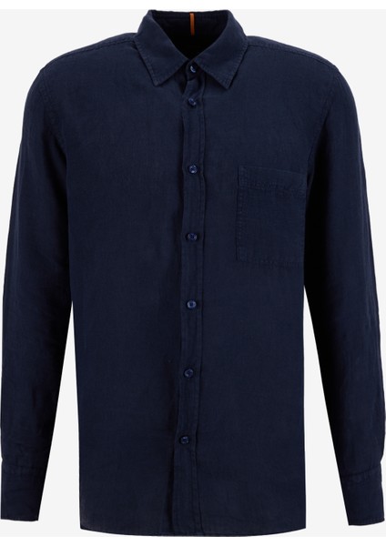 Regular Fit Gömlek Yaka Lacivert Erkek Gömlek Relegant