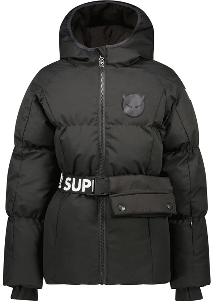 Siyah Kız Çocuk Kayak Montu R409-5204-AO-PUFF Girls Fleece Hood