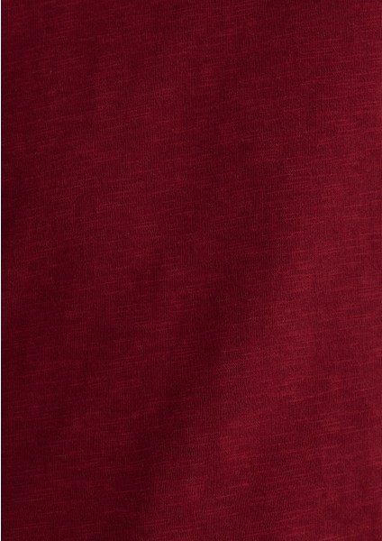V Yaka Bordo Basic Tişört 1612380-70430