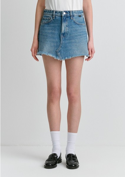 Tiera Classic Denim Puslu Indigo Mavi Jean Etek 1310654-89730 fırsatları