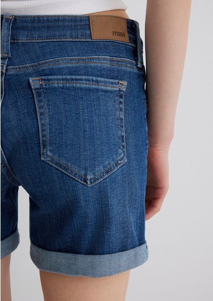 Pixie Casual Koyu Mavi Jean Şort 1437090726