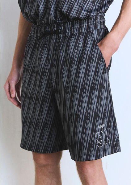 91 Baskılı Siyah Şort 0410289-90556