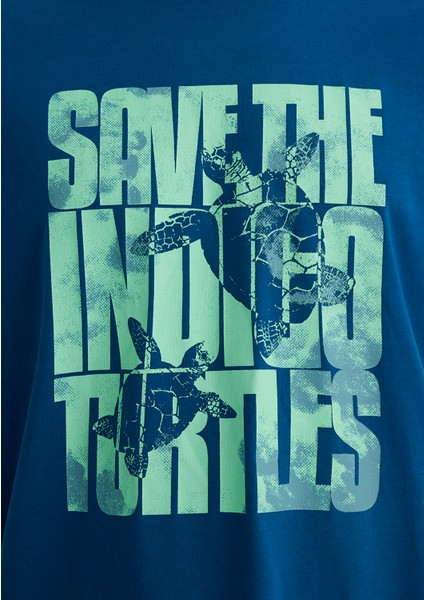 Indigo Turtles Baskılı Mavi Tişört 0612994-89110