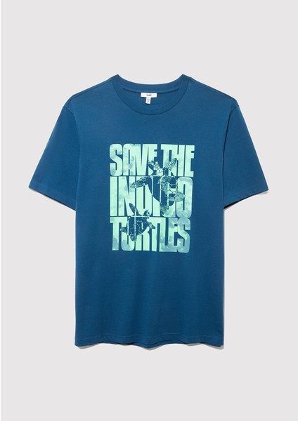 Indigo Turtles Baskılı Mavi Tişört 0612994-89110