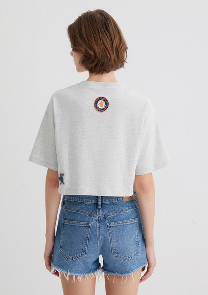 Indigo Turtles Baskılı Gri Tişört 1613533-87033
