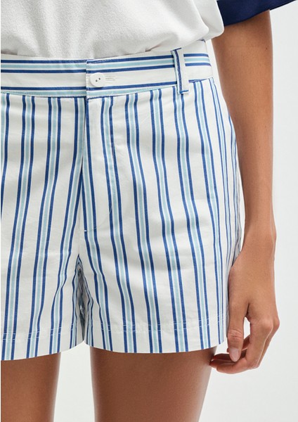 Çizgili Mavi Şort 1410220-83972