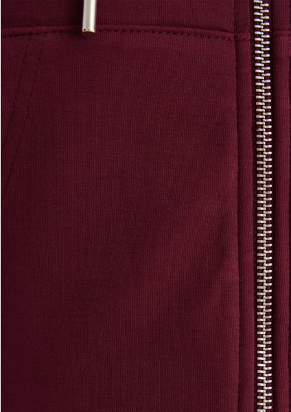 Kapüşonlu Bordo Interlok Sweatshirt 1S10424-70394