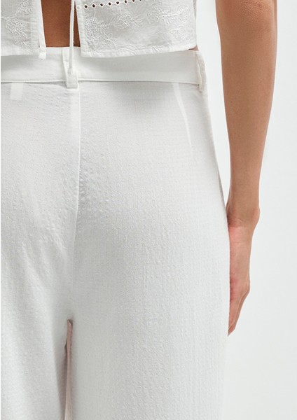 Nakışlı Beyaz Pantolon 1011052-70057
