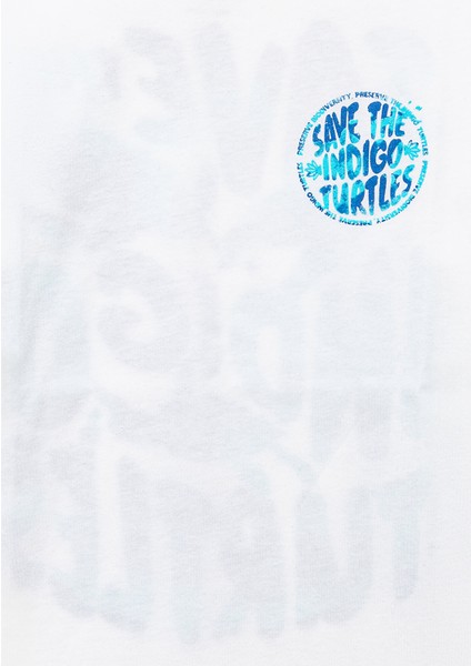 Indigo Turtles Baskılı Ekru Tişört 6610398-70057