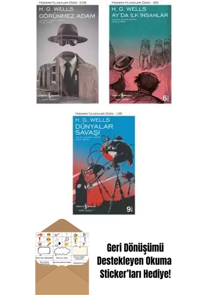 H. G. Wells 3 Kitap Seti + Okuma Sticker'ları