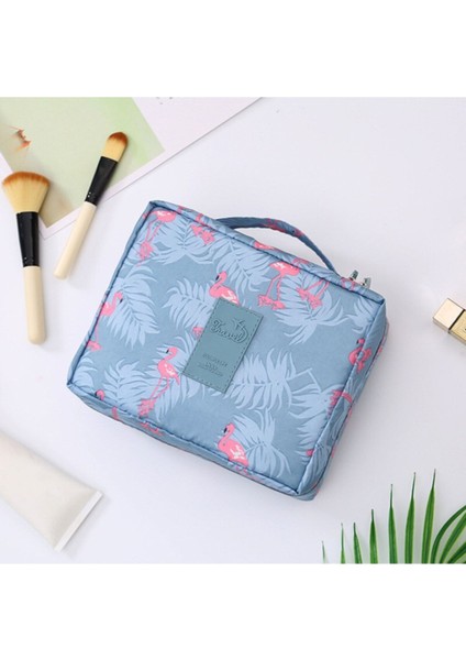Turuncu Flamingo Desenli Çok Fonksiyonlu Makyaj Çantası 22X17X8 cm fiyatları
