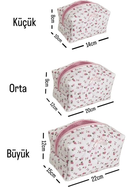 Beyaz Kiraz Desenli Orta Boy Makyaj Çantası, Şık ve Hafif Tasarım indirimleri