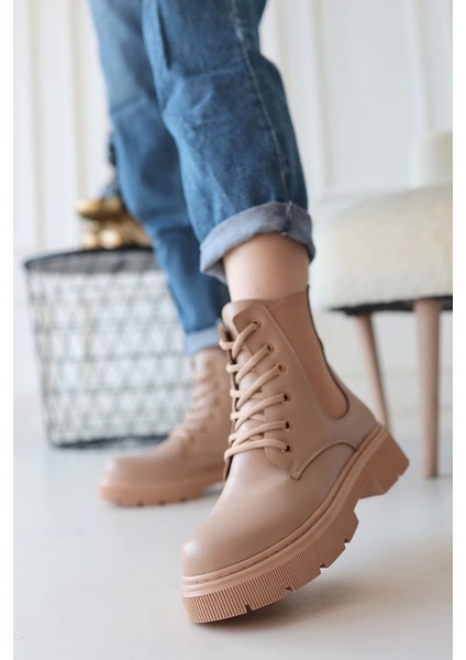 Daum Seri Nude Suni Deri Dolgu Topuklu Kadın Bot fiyatları