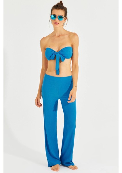 Kadın Mavi Büstiyerli Pantolon Takım YEL221225 modelleri