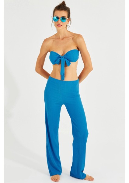 Kadın Mavi Büstiyerli Pantolon Takım YEL221225 fırsatları